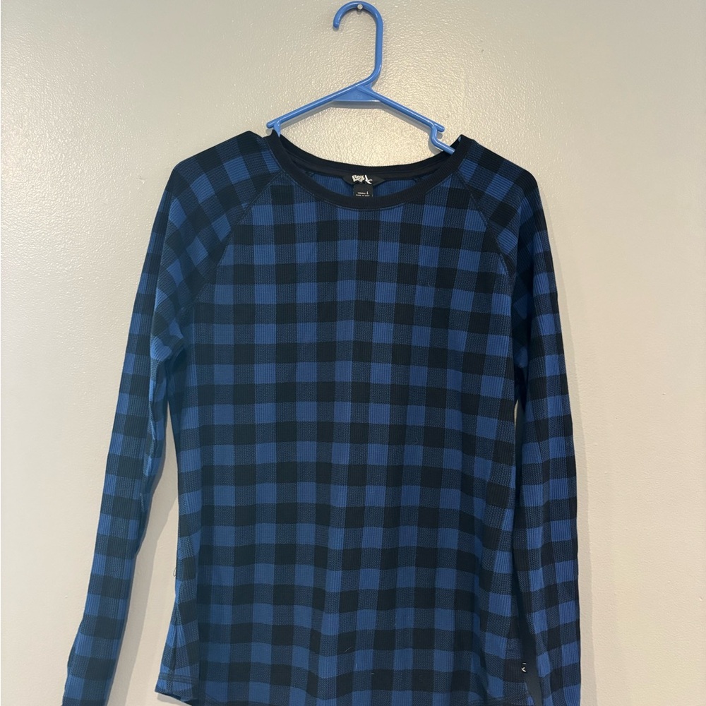 Eddie Bauer Blue and Black Plaid Pajama Top